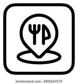 Icono de vector de ubicación del restaurante modificable. Parte de una familia de iconos grandes. Perfecto para interfaces web y de aplicaciones, presentaciones, infografías, etc