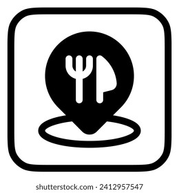 Icono de vector de ubicación del restaurante modificable. Parte de una familia de iconos grandes. Perfecto para interfaces web y de aplicaciones, presentaciones, infografías, etc