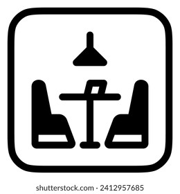 Bearbeitbarer Restaurantsitz Vektorsymbol. Essen, Restaurant. Teil einer großen Icon-Set-Familie. Perfekt für Web- und App-Schnittstellen, Präsentationen, Infografiken usw.