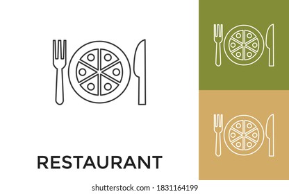 Editable Restaurant Thin Line Icon with Title. Useful For Mobile Application, Website, Software and Print Media.
