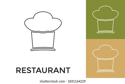 Editable Restaurant Thin Line Icon with Title. Useful For Mobile Application, Website, Software and Print Media.