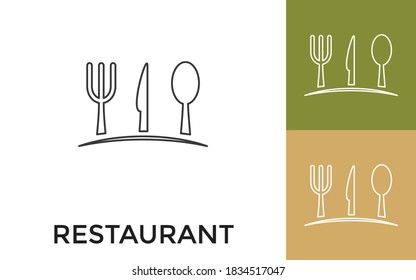 Editable Restaurant Thin Line Icon with Title. Useful For Mobile Application, Website, Software and Print Media.