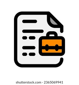 Editable resume, work, experience, portfolio, cv, file, document vector icon. Business, job, office. Part of a big icon set family. Perfect for web and app interfaces, presentations, infographics, etc