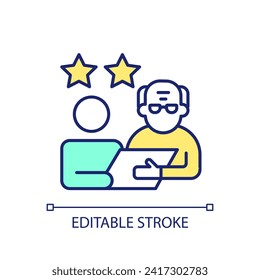 Editable retained skills icon representing unretirement, isolated vector, thin line illustration.