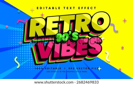 editable retro 90's vibes vector text effect with modern style