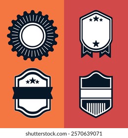 Editable Retro Badge and Shield Vector Collection