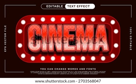 Editable Retro Cinema Marquee Text Effect with Glowing Bulbs – Vintage Movie Theater Sign Style 
