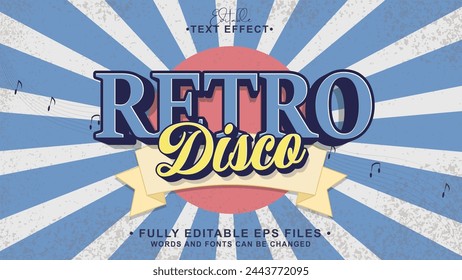editable retro disco text effect.typhography logo