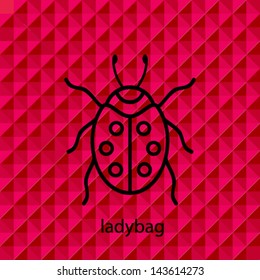 Editable retro lady bag on pink background.