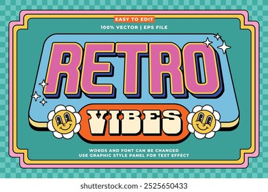 Editable retro music text effect 3d cartoon style. Editable text effect vintage music template vector style