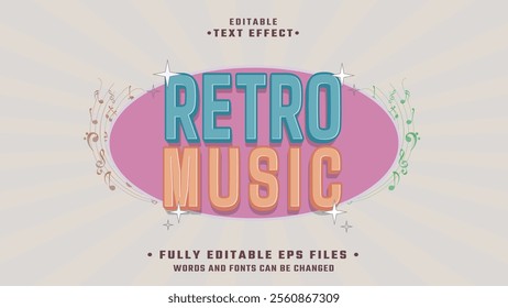 editable retro music text effect.typhography logo