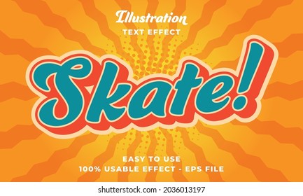 editable retro skate vector text effect with modern style design