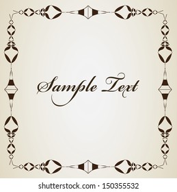 Editable retro style frame illustration. Vintage vector with sample text.