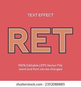 Editable Retro text effect 3d text style effect mockup template