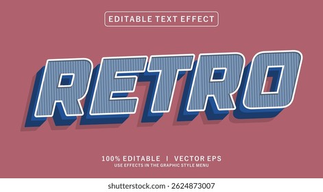 editable retro vector text effect with modern style design