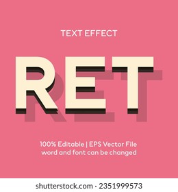 Editable Retro, vintage text effect 3d text style effect mockup template