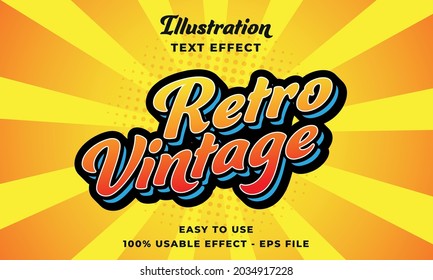 efecto de texto vectorial retro editable con estilo moderno