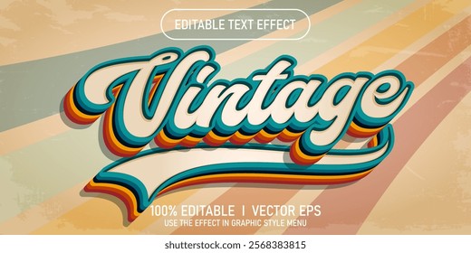 editable retro vintage vector text effect with modern style design