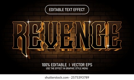 editable revenge 3d vector text effect with modern style design