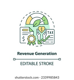 Editable revenue generation concept, isolated vector, thin line icon representing carbon border adjustment.