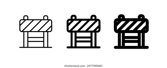 Editable road construction barrier, barricade, blockade, vector icon. Sign, mark, tools, industry. Part of a big icon set family. Perfect for web and app interfaces, presentations, infographics, etc