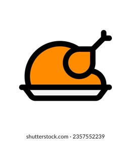 Editable roasted chicken or turkey vector icon. Food, restaurant. Part of a big icon set family. Perfect for web and app interfaces, presentations, infographics, etc