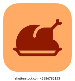 Editable roasted chicken or turkey vector icon. Food, restaurant. Part of a big icon set family. Perfect for web and app interfaces, presentations, infographics, etc