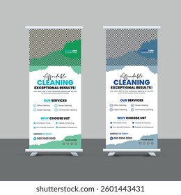 Editable Roll Up Banner Design Template; Cleaning Roll Up Banner, Modern Creative Banner with Simple and Clean Layout