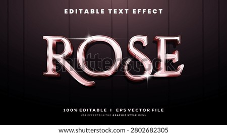 Editable rose text effects, gold colors. Text style effects.
