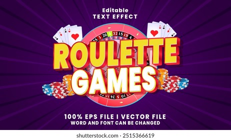 Efecto de texto editable de juegos de ruleta. Logo de tifografía