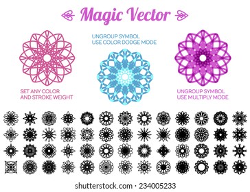 Editable round east ornament set. Vector symbols
