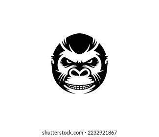 Editable Rounded Gorilla Head Logo Icon Design Element Vector illustration.