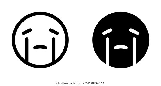Icono de vector facial editable triste, lloroso. Parte de una familia de iconos grandes. Perfecto para interfaces web y de aplicaciones, presentaciones, infografías, etc
