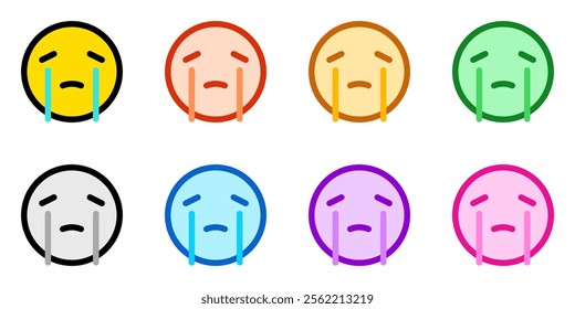 Editable sad, teary, crying face vector icon. Part of a big icon set family. Perfect for web and app interfaces, presentations, infographics, etc