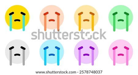 Editable sad, teary, crying face vector icon. Part of a big icon set family. Perfect for web and app interfaces, presentations, infographics, etc