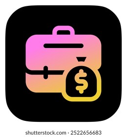 Salario editable, maletín, profesión, dinero, salario, icono de vector de sueldo. Negocios, trabajo, trabajo. Parte de una gran familia de iconos. Perfecto para interfaces de Web y App, presentaciones, infografías, etc