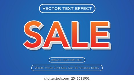 Editable Sale 3D Text Effects Vector Illustration, Sale Colorful 3D Text Effects Abstract Style Logo, Sale editable text effect. 