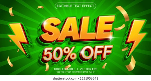 editable sale 50% off vector 3d text effect with modern style design