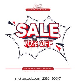 venta editable 70% efecto de texto.logo de tifografía