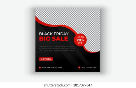 Editable Sale poster of black friday social media post template, Black friday sale banner, big sale banner, 
 black friday background design, vector