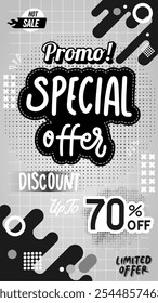 Editable Sale Promotion Template Background in Black and White