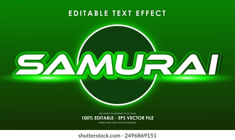 Editable Samurai Green Neon Color 3D Text Effect With Lens Flare