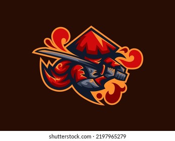 Editable samurai mascot logo template