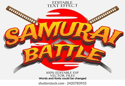 Editable samurai text effect vector