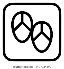 Icono de vector de sandalias modificables. Bienestar, spa, relajación. Parte de una familia de iconos grandes. Perfecto para interfaces web y de aplicaciones, presentaciones, infografías, etc