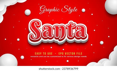 Editable Santa Text Style with Snow Effect. Easy to use, Versatile and can be customized to fit various design needs