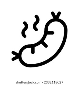 Salchicha editable, icono del vector hotdog. Parte de una familia de iconos grandes. Perfecto para interfaces web y de aplicaciones, presentaciones, infografías, etc