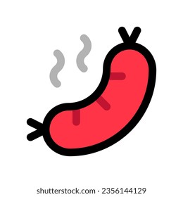Salchicha editable, icono del vector hotdog. Parte de una familia de iconos grandes. Perfecto para interfaces web y de aplicaciones, presentaciones, infografías, etc