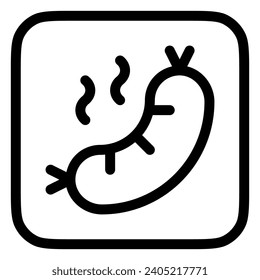 Salchicha editable, icono del vector hotdog. Parte de una familia de iconos grandes. Perfecto para interfaces web y de aplicaciones, presentaciones, infografías, etc