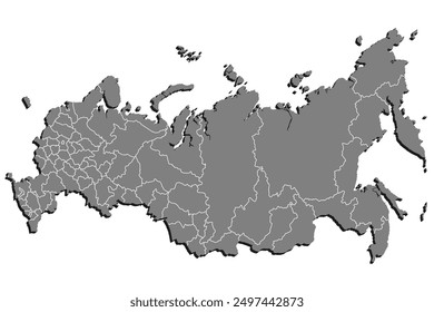 Editable and scalable vector illustration of the Russian administrative map with regional borders. EPS file format